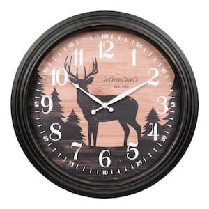 15.75 in. Indoor/Outdoor Brown Northwoods Deer Quartz Wall Clock