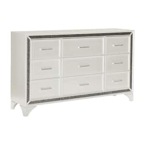 64 in. White and Silver Dresser Without Mirror