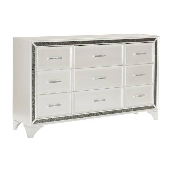 Benjara 64 in. White and Silver Dresser Without Mirror