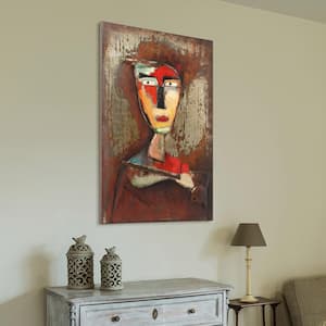 48 in. x 32 in. "Homme 3" Mixed Media Iron Hand Painted Dimensional Wall Art