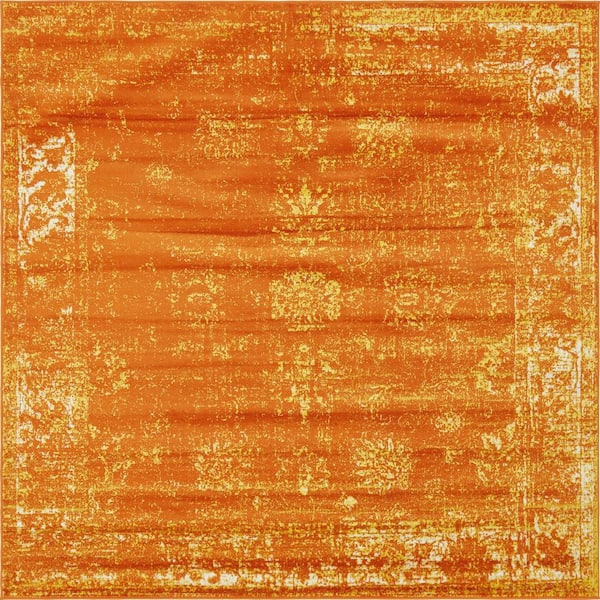 Unique Loom Sofia Casino Orange 8' 0 x 8' 0 Square Rug