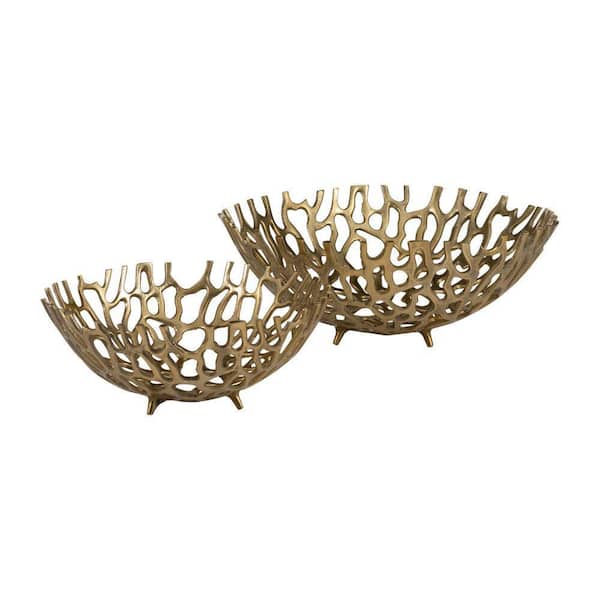 Gold Metal Cut Out Tray (Set of 2)