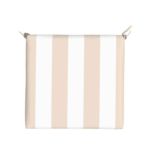 Island Retreat Nu6932 All-Weather Outdoor Striped Seat Cushion - Champagne and White - Set of 2