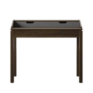 40 in. Rectangular Plainview Walnut Wood 1-Shelf Writing Desk with USB Charging Ports