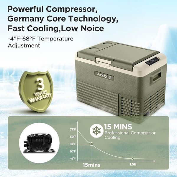 24 in. 1.1 cu.ft. Mini Refrigerator in Green with compact freezer and wifi enabled, Chest Fridge Freezer Cooler