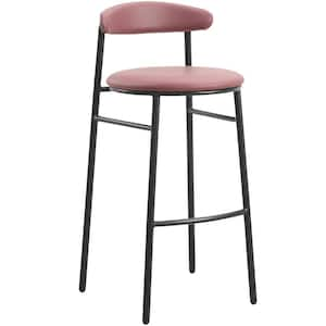 Lume Series Burgundy Modern 29.5 in. Bar Stool Upholstered in Polyester with Powder Coated Steel Legs