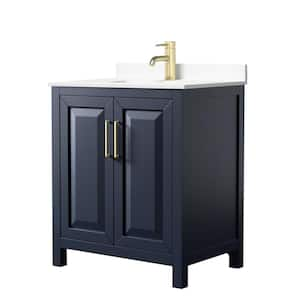 Daria 30 in. W x 22 in. D Single Vanity in Dark Blue with Cultured Marble Vanity Top in White with White Basin