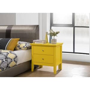 Primo 2-Drawer Yellow Nightstand (24 in. H x 19 in. W x 15.5 in. D)