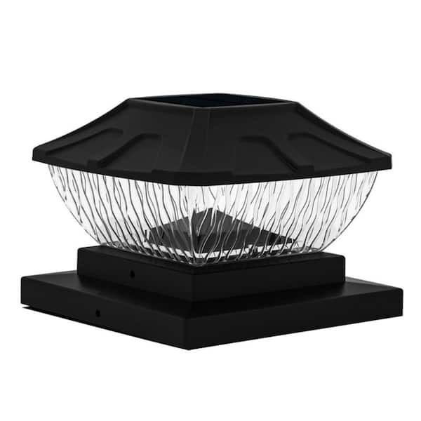 WIN STELLAR 5.5 in. x 5.5 in. Black Plastic Solar Powered Post Cap (4 PCS)