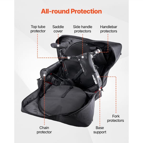 SKYSHALO Bike Travel Bag, Black Bicycle Case Wheelbase 37-42 in