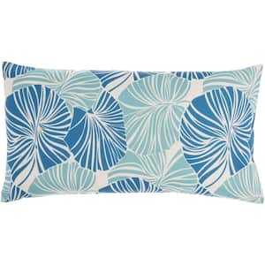 Waverly Blue 21 in. x 12 in. Indoor/Outdoor Rectangle Throw Pillow