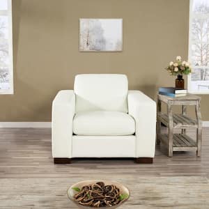 42 in. White Leather Oversized Arm Chair