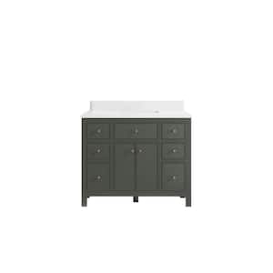 Sonoma 42 in. W x 22 in. D x 36 in. H Bath Vanity in Pewter Green with 1.5" White Quartz Top