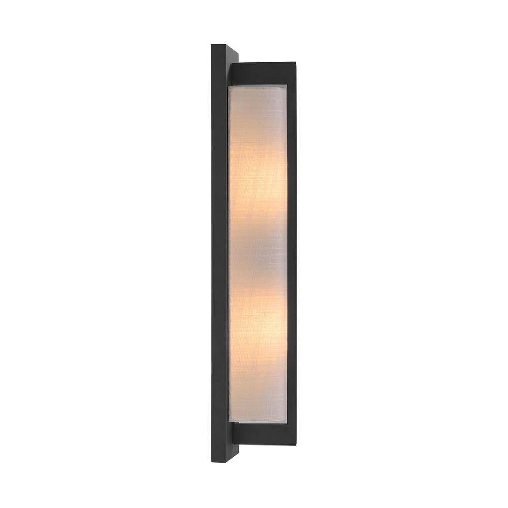 Matte Black and White Fabric 2-Light Dimmable Sconce