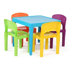 Playtime 5-Piece Aqua Kids Plastic Table and Chair Set