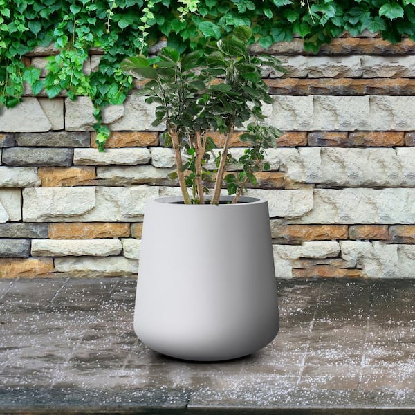 6 inch Reed Grey Round Cement Planter - Plant Pot with Drainage Hole by Succulents Box