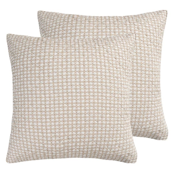 LEVTEX HOME Angelica Taupe and White Lattice Pattern Cotton 26 in. x 26 in. Euro Sham - Set of 2