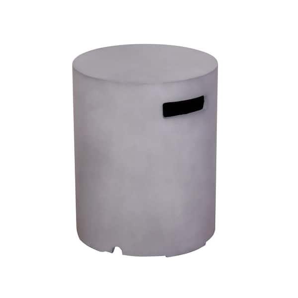 20 in. Light Gray Round Concrete Outdoor Propane Tank Cover Table Outdoor Side Table