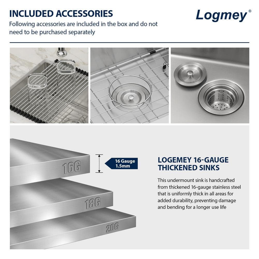 23" x 18" Brushed Stainless Steel Undermount Single Bowl Kitchen Sink
