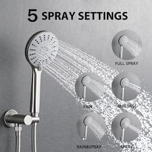 Single Handle 5-Spray Round Wall Mount Rain Shower Faucet 1.5 GPM with High Pressure in. Brushed Nickel (Valve Included)