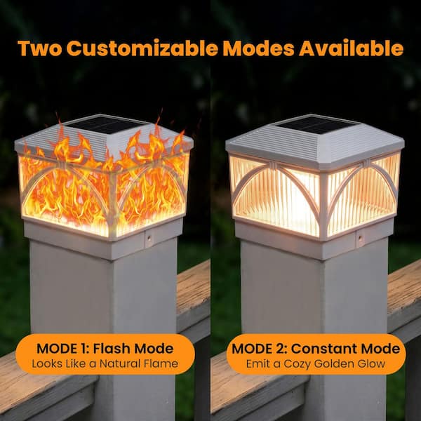 C Cattleya 4 x 4 or 3.5 x 3.5 White Solar Integrated LED Post Cap