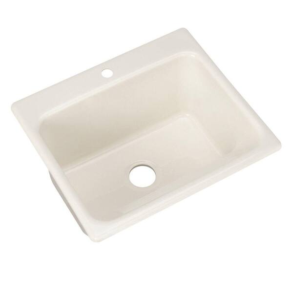 Thermocast Kensington Drop-In Acrylic 25 in. 1-Hole Single Bowl Utility Sink in Biscuit
