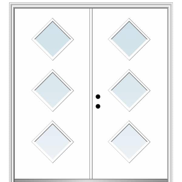 MMI Door Aveline 72 in. x 80 in. Right-Hand Inswing 3-Lite Clear Low-E Primed Fiberglass Prehung Front Door on 6-9/16 in. Frame