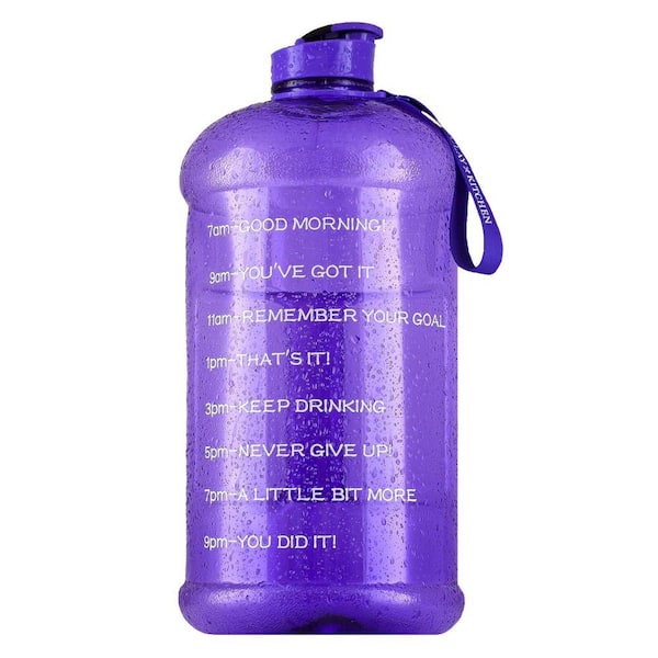 Zulay Kitchen 128 oz Hydration Nation Plastic Water Bottle with Times to Drink - Purple