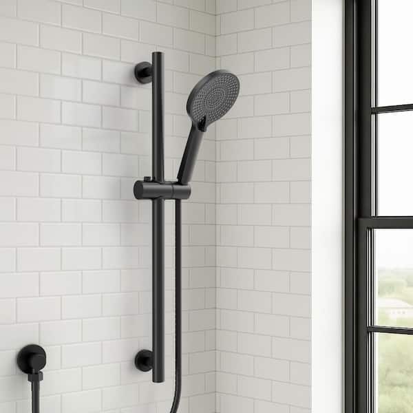 3-Spray Wall Bar Shower Kits 1.8 GPM with Handheld Shower in Matte Black (Valve Included)
