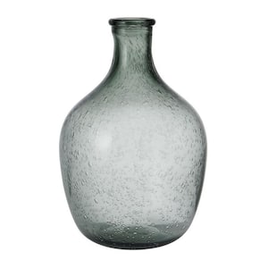 Gray Bubble Glass Vase, Use to Display Faux or Dried Flowers, 7.48x7.48x11.42 Inch