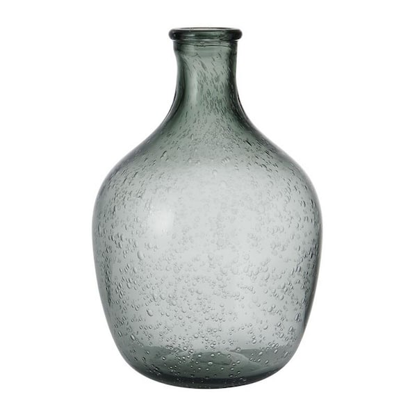 Elements Gray Bubble Glass Vase, Use to Display Faux or Dried Flowers, 7.48 x 7.48 x 11.42 in.