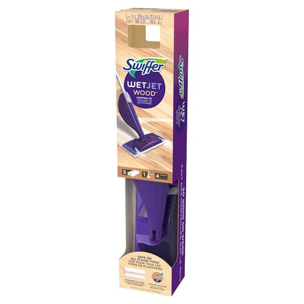 Swiffer WetJet Wood Spray Mop Starter Kit (1-WetJet, 5-Pads, Cleaning  Solution and Batteries) 079168938788 - The Home Depot
