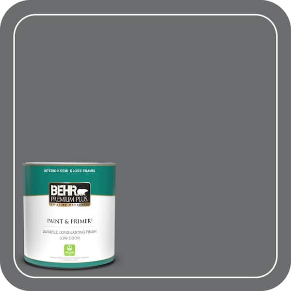 BEHR PREMIUM PLUS 1 qt. #770F-5 Dark Ash Semi-Gloss Enamel Low Odor Interior Paint & Primer