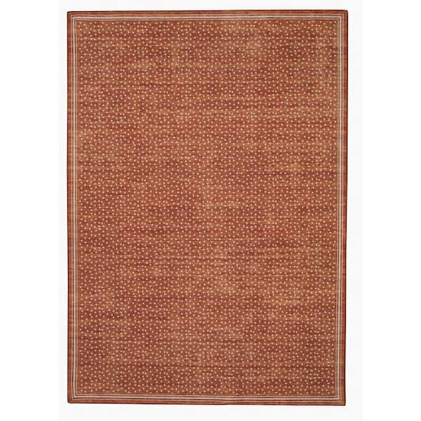 Linon Home Decor Edwin Orange and Ivory 2 ft. W x 3 ft. L Washable Coastal Polyester Indoor/Outdoor Area Rug