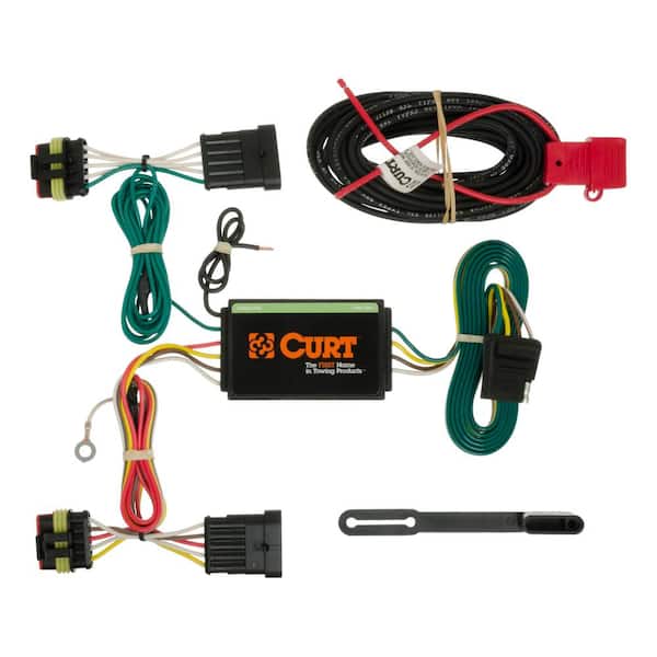 CURT Custom Vehicle-Trailer Wiring Harness, 4-Way Flat Output, Select Fiat 500L, Quick Electrical Wire T-Connector