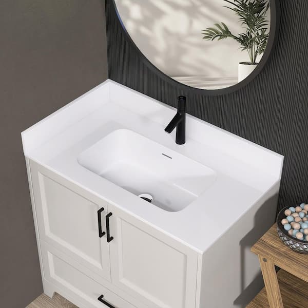 Zeafive 24 in. W x 4 in. H Solid Surface Resin Vanity Backsplash