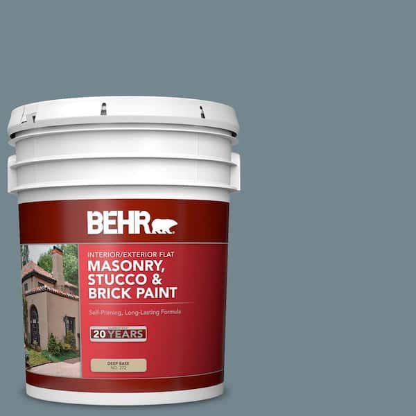 BEHR 5 gal. #N470-5 Norwegian Blue Flat Interior/Exterior Masonry, Stucco and Brick Paint