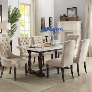 Danielle Antique Brown Wood 38 in Trestle Dining Table (Seats 6)