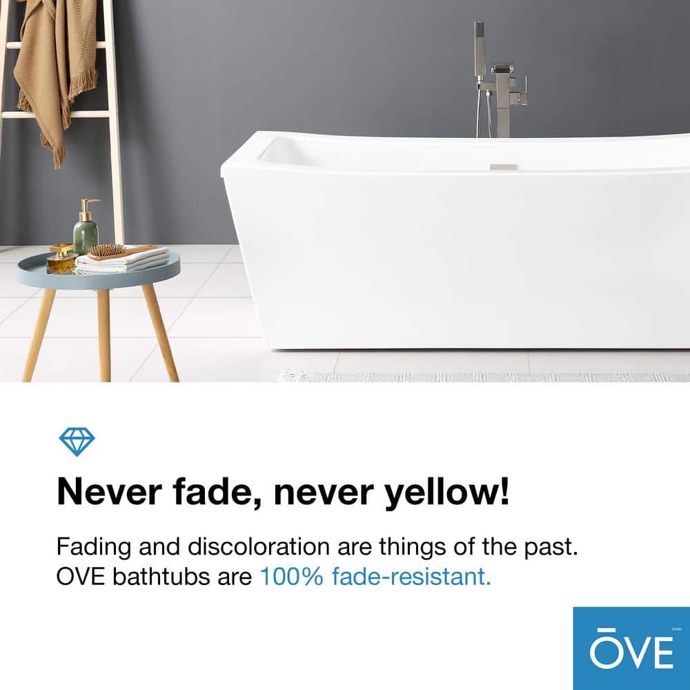 Terra 70'' White Acrylic Freestanding Soaking Bathtub with Faucet
