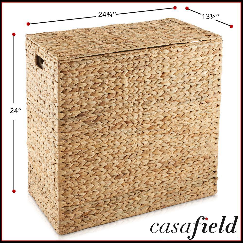Natural Wicker Upright Hamper with Lid, 24" Tall