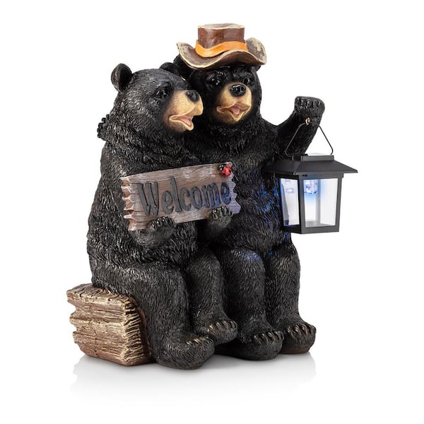 Ans Dotsloevner Couple bear 完売品 Alpine Corporation 15 in. Tall Outdoor Bear Couple with Lantern