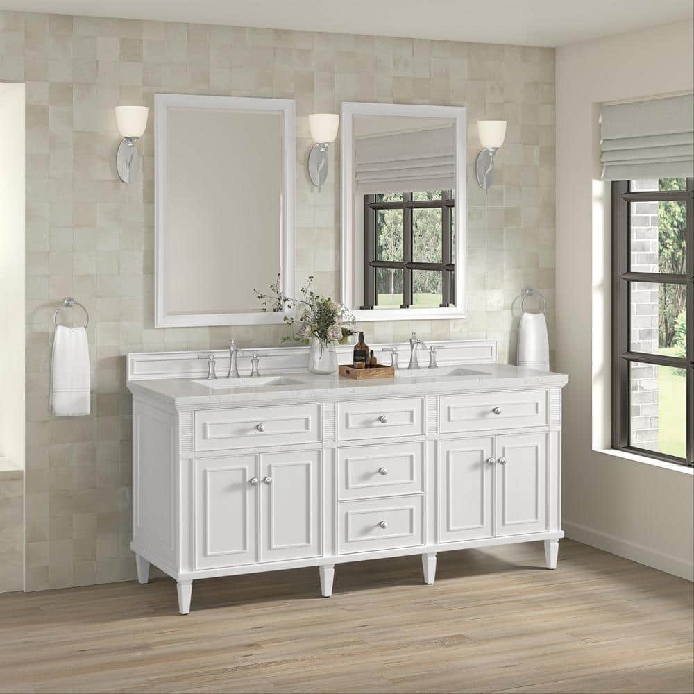 Lorelai 72.0 in. W. x 23.5 in. D x 34.06 in. H Double Bathroom Vanity in Bright White with Lime Delight Quartz Top price history on PriceWatchPro