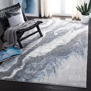 Craft Gray/Blue 3 ft. x 5 ft. Marbled Abstract Area Rug