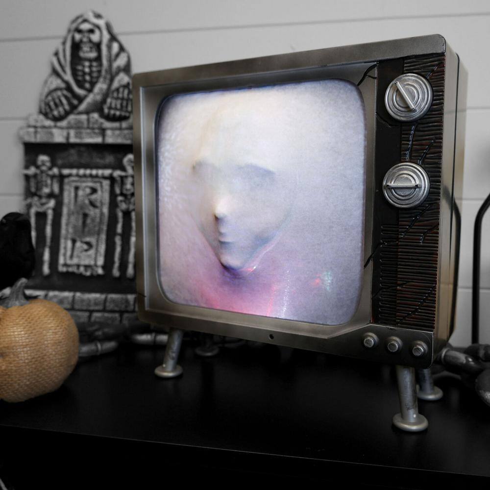 Haunted Hill Farm 12" Motion-Activated Haunted TV with LED Lights