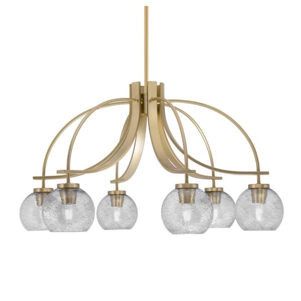Olympia 16.75 in. 6Light New Age Brass Downlight Chandelier Smoke