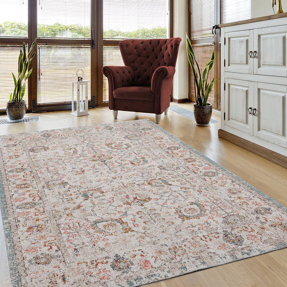 Reversible Blue Synthetic Rectangular 5' x 7' Area Rug