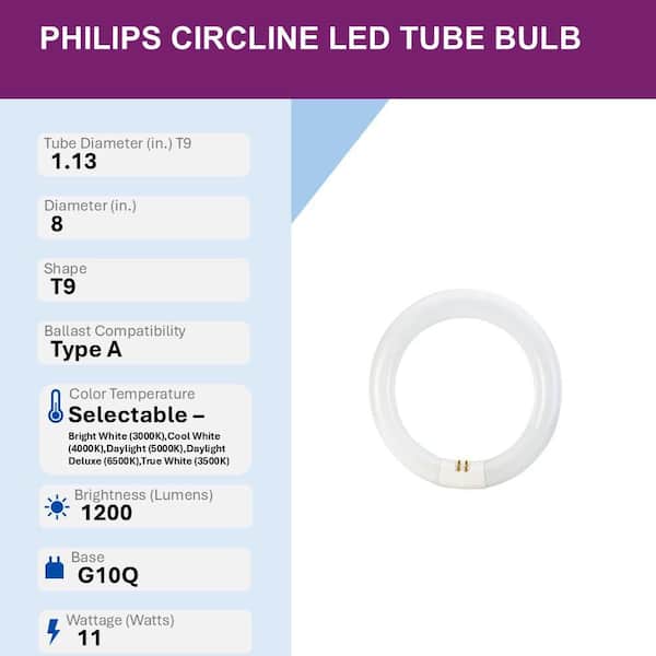 22-Watt Equivalent 8 in. C-T9 Circline G10q Base LED Linear Light Bulb Multi-CCT 3000/4000/5000/6500K (1-Pack)