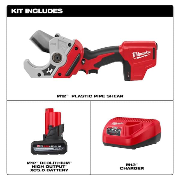 M12 12V Lithium-Ion Cordless PVC Pipe Shear with HIGH OUTPUT XC5. 0 Starter Kit