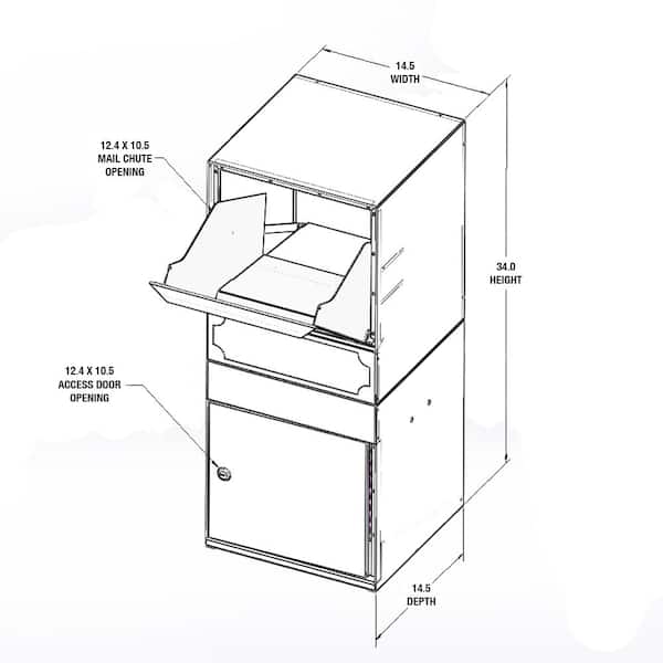 Parcel Protector Vault White Post/Column Mount Locking Mailbox with Outgoing Mail Clip and Carrier Service Flag Parcel Protector Vault White Post/Column Mount Locking Mailbox with Outgoing Mail Clip and Carrier Service Flag