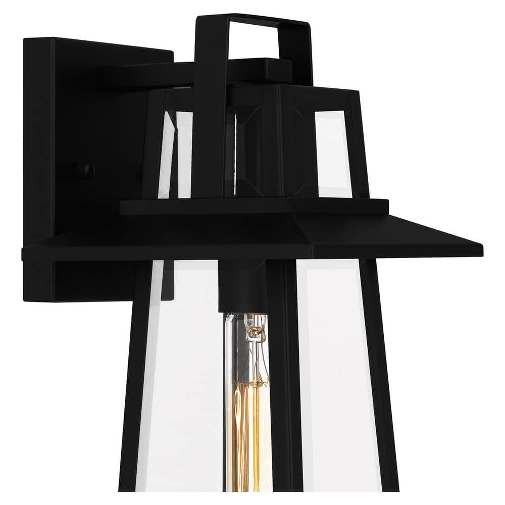 Devonport Matte Black Steel Outdoor Wall Lantern with Clear Glass